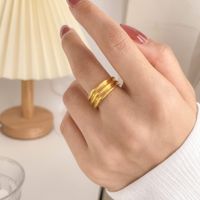 Simple Style Solid Color Titanium Steel Plating Gold Plated Rings sku image 1
