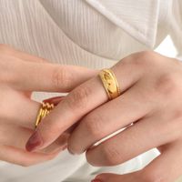 Simple Style Solid Color Titanium Steel Plating Gold Plated Rings sku image 4