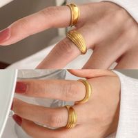 Simple Style Solid Color Titanium Steel Plating Gold Plated Rings main image 1