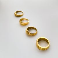 Simple Style Solid Color Titanium Steel Plating Gold Plated Rings main image 3