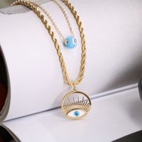 Casual Simple Style Devil's Eye Titanium Steel Enamel Plating Hollow Out Layered Necklaces main image 5