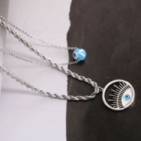 Casual Simple Style Devil's Eye Titanium Steel Enamel Plating Hollow Out Layered Necklaces main image 2
