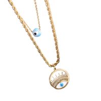 Casual Simple Style Devil's Eye Titanium Steel Enamel Plating Hollow Out Layered Necklaces main image 4