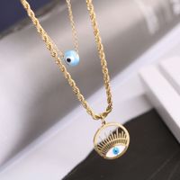 Casual Simple Style Devil's Eye Titanium Steel Enamel Plating Hollow Out Layered Necklaces main image 3