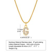 Wholesale INS Style Simple Style Letter Copper Plating Inlay 18K Gold Plated Zircon Necklace Pendant sku image 3