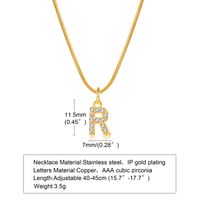 Wholesale INS Style Simple Style Letter Copper Plating Inlay 18K Gold Plated Zircon Necklace Pendant sku image 1