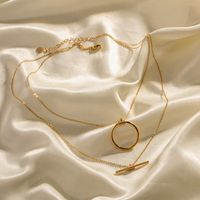 Simple Style Round Stainless Steel Plating Gold Plated Layered Necklaces main image 4