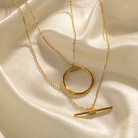 Simple Style Round Stainless Steel Plating Gold Plated Layered Necklaces main image 1