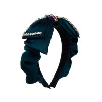 Elegant Baroque Style Bow Knot Cloth Inlay Rhinestones Glass Hair Band main image 5