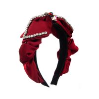 Elegant Baroque Style Bow Knot Cloth Inlay Rhinestones Glass Hair Band main image 7