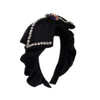Elegant Baroque Style Bow Knot Cloth Inlay Rhinestones Glass Hair Band main image 4
