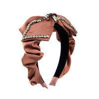Elegant Baroque Style Bow Knot Cloth Inlay Rhinestones Glass Hair Band main image 2