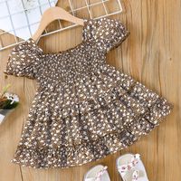 Princess Cute Bohemian Ditsy Floral Plant Flower Printing Backless Polyester Girls Dresses main image 6