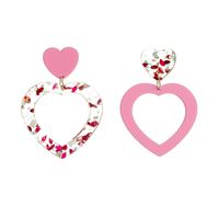 Sweet Heart Shape Arylic Women's Drop Earrings sku image 1