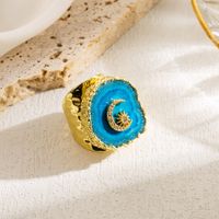 Ins Style Sweet Artistic Sun Moon Copper Plating Inlay Natural Stone Crystal Stone Gold Plated Open Ring sku image 3