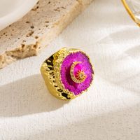 Ins Style Sweet Artistic Sun Moon Copper Plating Inlay Natural Stone Crystal Stone Gold Plated Open Ring main image 2