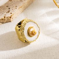 Ins Style Sweet Artistic Sun Moon Copper Plating Inlay Natural Stone Crystal Stone Gold Plated Open Ring sku image 1