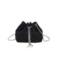 Women's Small Canvas Straw Solid Color Basic Bucket String Crossbody Bag sku image 3