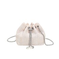 Women's Small Canvas Straw Solid Color Basic Bucket String Crossbody Bag sku image 6