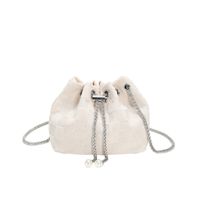 Women's Small Canvas Straw Solid Color Basic Bucket String Crossbody Bag sku image 4