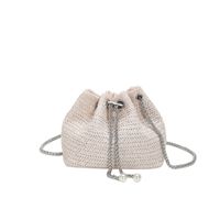 Women's Small Canvas Straw Solid Color Basic Bucket String Crossbody Bag sku image 8