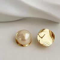 Elegant Runden Gemischte Materialien Überzug Inlay Künstliche Perlen Frau Ohrringe main image 2