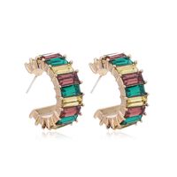 1 Pair Ins Style Simple Style C Shape Rectangle Inlay Alloy Rhinestones Ear Studs main image 2