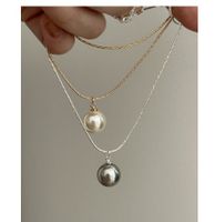 Ins-stil Einfacher Stil Runden Kupfer Künstliche Perlen Halskette Mit Anhänger In Masse main image 1
