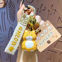 Cartoon Style Cute Cat Resin Metal Women's Bag Pendant Keychain sku image 1