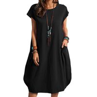Women's Regular Dress Casual Classical Classic Style Round Neck Short Sleeve Solid Color Midi Dress Holiday main image 4