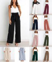Women's Holiday Simple Style Streetwear Solid Color Full Length Bowknot Straight Pants main image 1