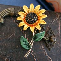 Pastoral Sonnenblume Legierung Inlay Strasssteine Frau Broschen sku image 1