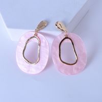 Casual Simple Style Irregular Oval Arylic Alloy Plating Hollow Out Women's Drop Earrings main image 3