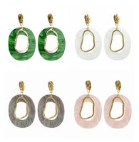 Casual Simple Style Irregular Oval Arylic Alloy Plating Hollow Out Women's Drop Earrings main image 2