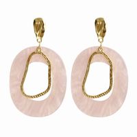 Casual Simple Style Irregular Oval Arylic Alloy Plating Hollow Out Women's Drop Earrings main image 4