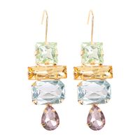 Simple Style Shiny Square Water Droplets Metal Inlay Rhinestones Women's Drop Earrings main image 4
