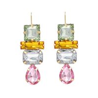 Simple Style Shiny Square Water Droplets Metal Inlay Rhinestones Women's Drop Earrings main image 2