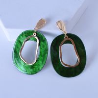 Casual Simple Style Irregular Oval Arylic Alloy Plating Hollow Out Women's Drop Earrings main image 5