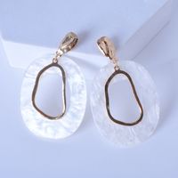 Casual Simple Style Irregular Oval Arylic Alloy Plating Hollow Out Women's Drop Earrings sku image 1