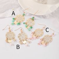 Ethnic Style Simple Style Dreamcatcher Artificial Crystal Copper Tassel Hollow Out Women's Drop Earrings main image 4