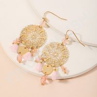 Ethnic Style Simple Style Dreamcatcher Artificial Crystal Copper Tassel Hollow Out Women's Drop Earrings sku image 3