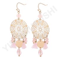 Ethnic Style Simple Style Dreamcatcher Artificial Crystal Copper Tassel Hollow Out Women's Drop Earrings main image 5