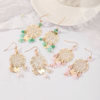 Ethnic Style Simple Style Dreamcatcher Artificial Crystal Copper Tassel Hollow Out Women's Drop Earrings main image 2