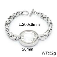 Fashion New Stainless Steel Single-piece Chain Round Multi-color Glass Stone Female Bracelet And Necklace Set sku image 1