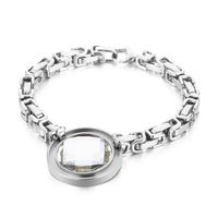 Fashion New Stainless Steel Single-piece Chain Round Multi-color Glass Stone Female Bracelet And Necklace Set sku image 3