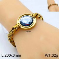 Fashion New Stainless Steel Single-piece Chain Round Multi-color Glass Stone Female Bracelet And Necklace Set sku image 6