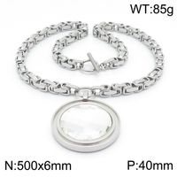 Fashion New Stainless Steel Single-piece Chain Round Multi-color Glass Stone Female Bracelet And Necklace Set sku image 19
