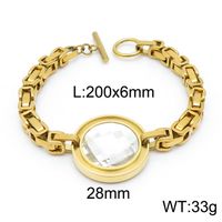 Fashion New Stainless Steel Single-piece Chain Round Multi-color Glass Stone Female Bracelet And Necklace Set sku image 8