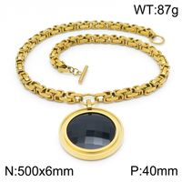 Fashion New Stainless Steel Single-piece Chain Round Multi-color Glass Stone Female Bracelet And Necklace Set sku image 28