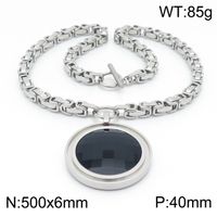 Fashion New Stainless Steel Single-piece Chain Round Multi-color Glass Stone Female Bracelet And Necklace Set sku image 20